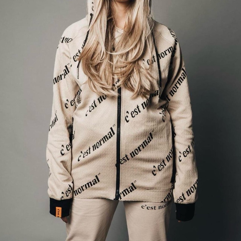 C’est Normal Rare Tan and Black Hoodie from their First Drop
